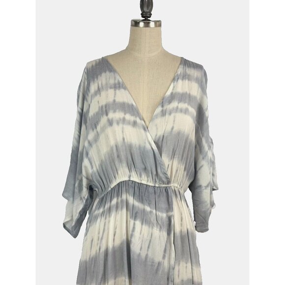 Surf Gypsy Faux Wrap Dress Womens Medium Blue Tie Dye Maxi Swim Cover up Beach - Picture 2 of 11